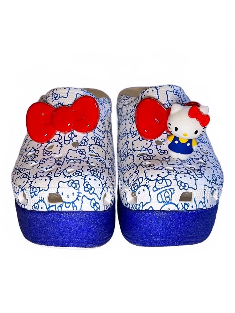 Crocs x Hello Kitty 50th Anniversary Siren Clog Blue Glitter Platform W9 - Picture 2 of 7